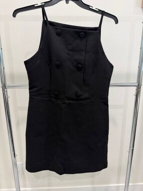 Zara Black Double-Breasted Sleeveless Mini Dress